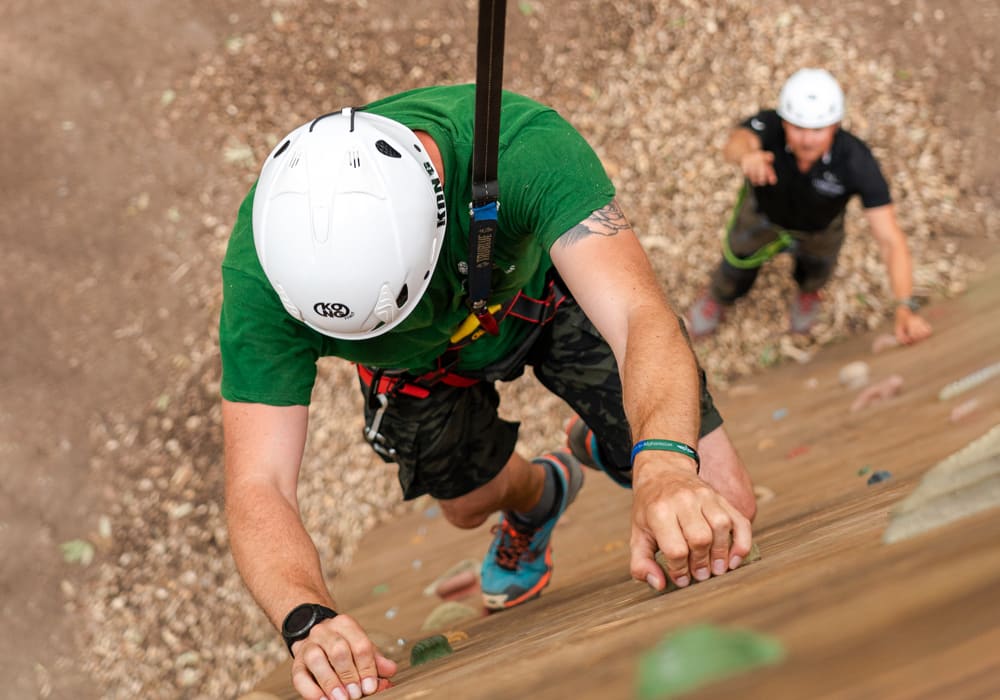 The climbing wall in the adventure park of Castelfalfi in Tuscany | Castelfalfi Adventure Park
